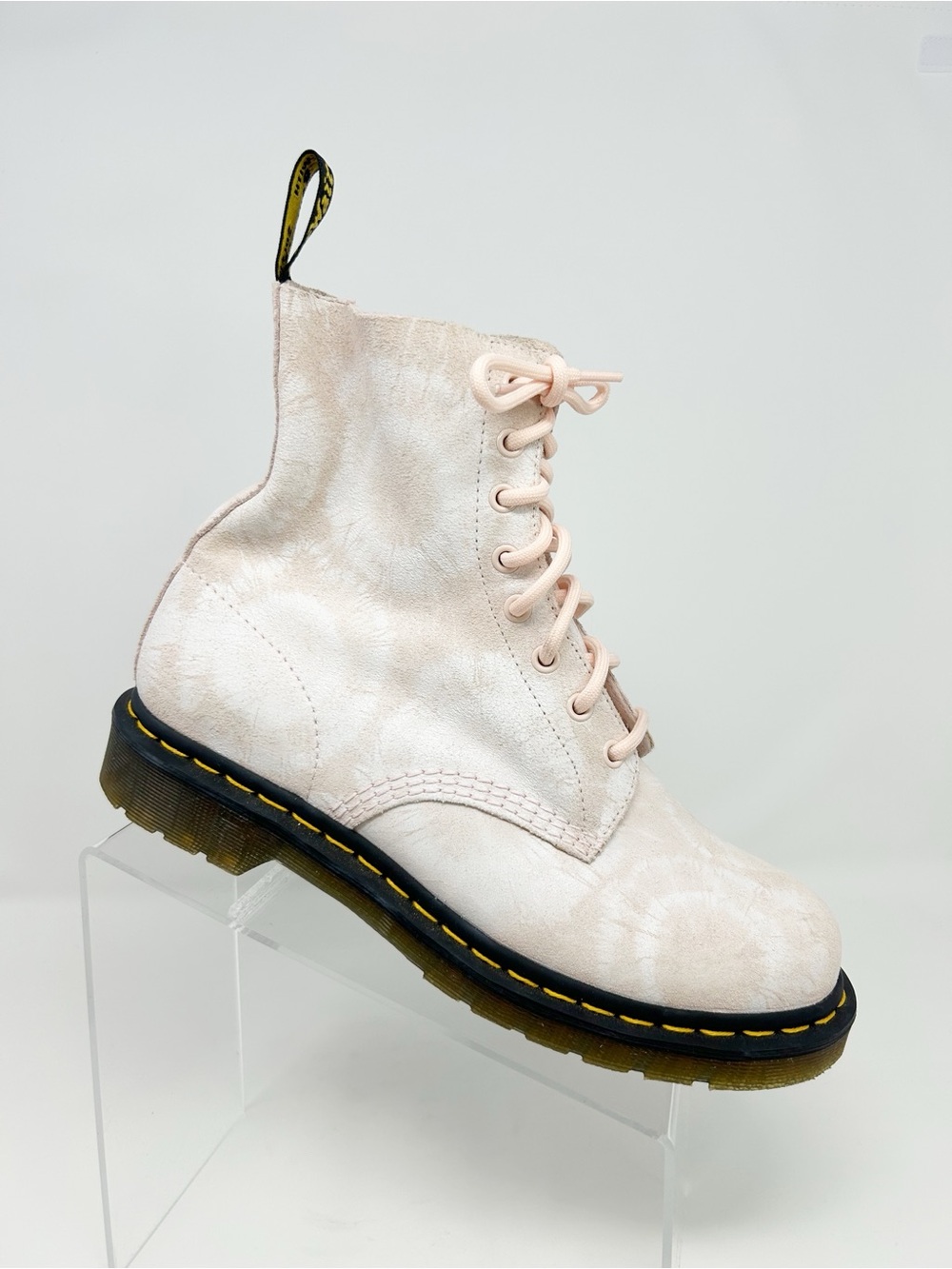 Dr. Martens 1460 Pascal Tie-Dye Lace-Up Ankle Boots Pink/White AirWair Size 10